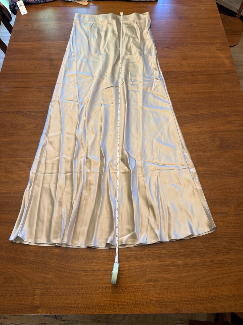 Silky Cream Satin Maxi Skirt - Elegant Bias-Cut - Picture 3 of 4